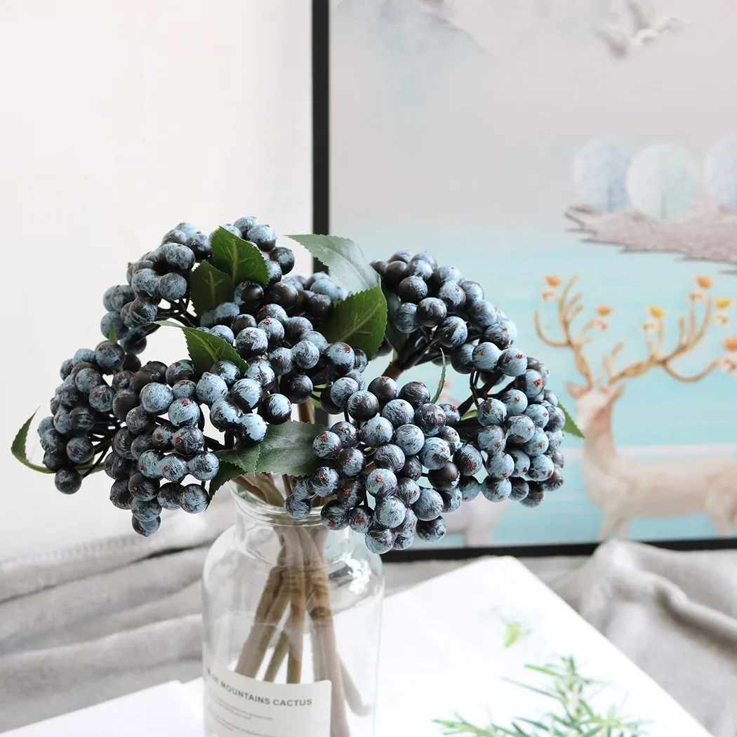 

European-Style Artificial Red Berries /Blueberry Fruit Flower Small Fruit Bunches Home Decoration DIY Ornament Flower Arrangemen