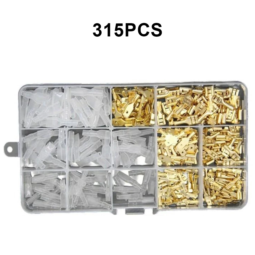 

315PCS Electrical Wire Connector Crimp Terminal Block Male Female Wire Spade 2.8 4.8 6.3mm Terminal Connector Assortment Kit