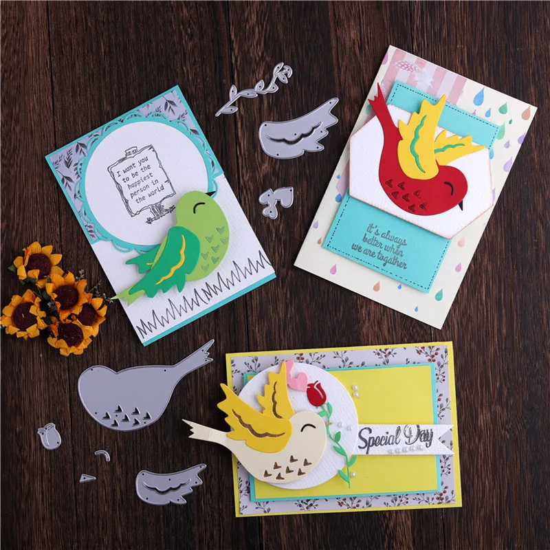 Naifumodo птица цветок металлические Вырубные штампы новая весна для изготовления