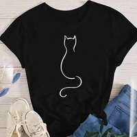 women lady oversized t shirt tees female korean fashion summer short sleeve cartoon print graphic clothes tops cute cat animal