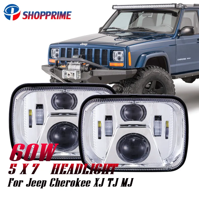 Светодиодный прожектор 7x6 5x7 дюймов 60 Вт светодиодная фара для Jeep Cherokee XJ Truck 4X4