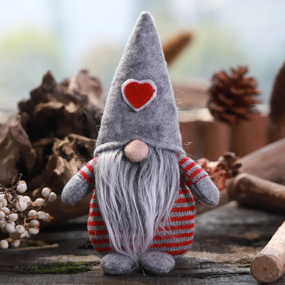 1Pc Non-Woven Hat With Heart Handmade Swedish Stuffed Toy Santa Doll Gnome Scandinavian Dwarf Elf Home Ornaments Christmas | Дом и сад