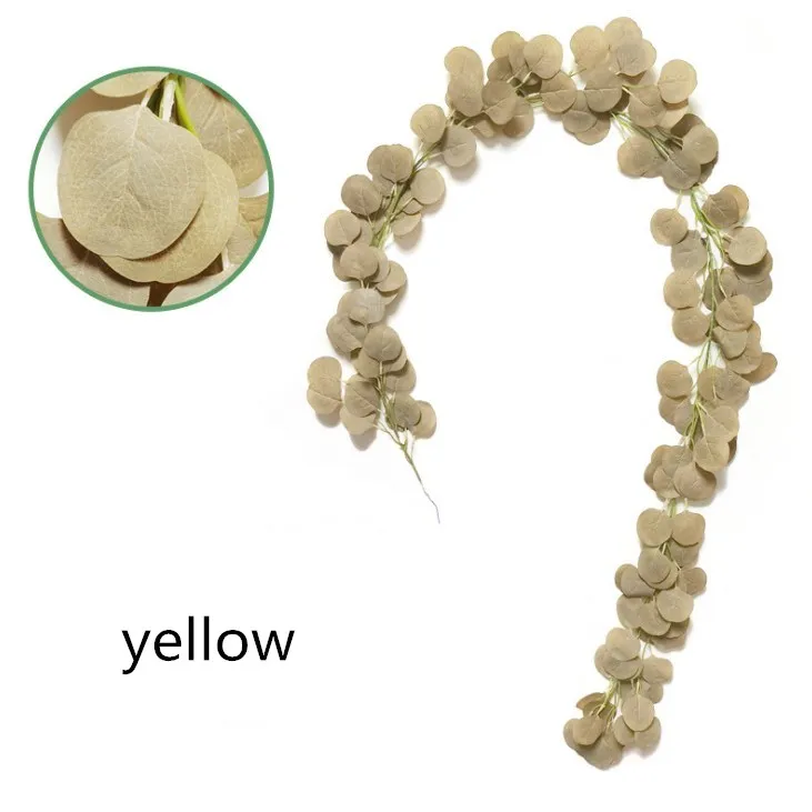 Гирлянда из зеленых листьев эвкалипта Вистерия Искусственная ЦВЕТОВ ротанг