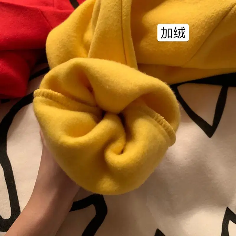 MISSKY New Women Sweatshirt Streetwear Loose Graffiti Cartoon Fleece Lined Pullover Jacket for Casual Campus in Autumn Winter | Женская