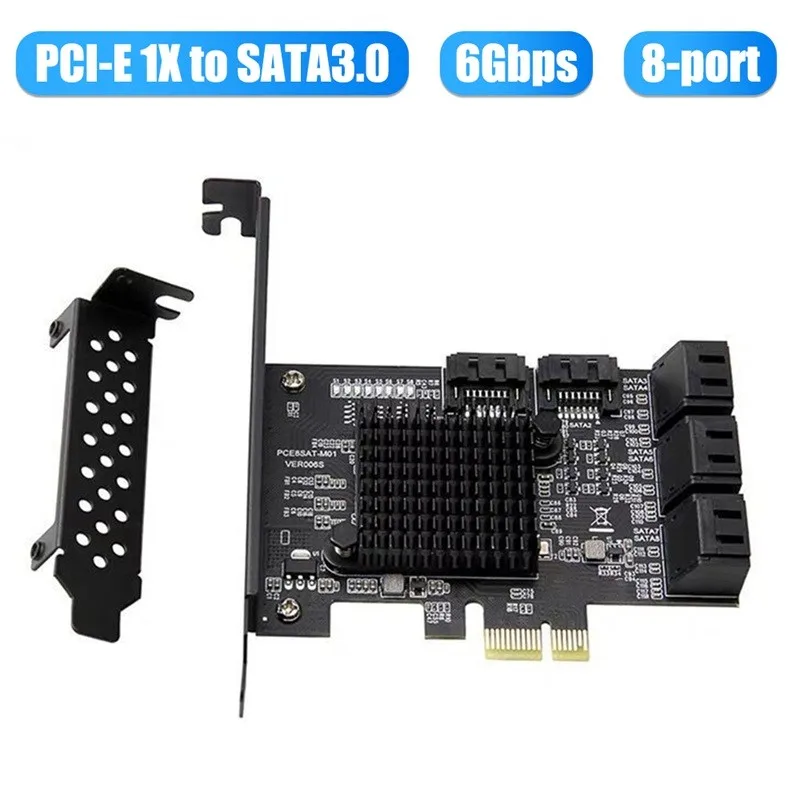 

New SATA PCI-E Adapter 8 Ports PCI Express X2 X4 X8 X16 To SATA 3.0 6Gbps Interface Rate Expansion Card Controller