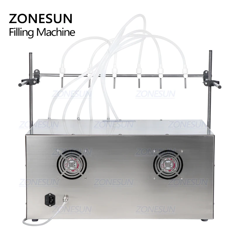 

ZONESUN Six Heads Magnetic Pump Beverage Perfume Water Juice Essential Oil Electric Digital Liquid Bottle Filling Machine
