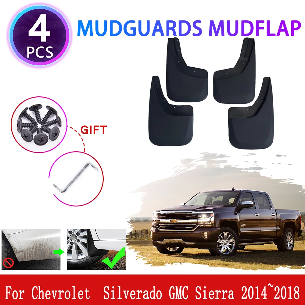 

For Chevrolet Silverado GMC Sierra 2014~2018 Mudguards Mudflaps Fender Flap Front Rear Mud Splash Guards Cover Wheel Accessories