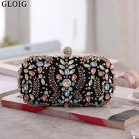 behomian style crystal women clutch bags diamonds party black evening bags embroidery vintage handbags