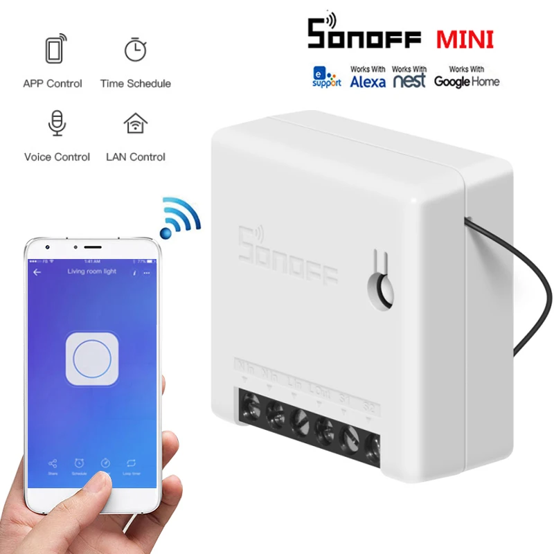 Sonoff Mini DIY Smart Switch 1/20 шт. маленький Ewelink дистанционное управление Wi Fi переключатель