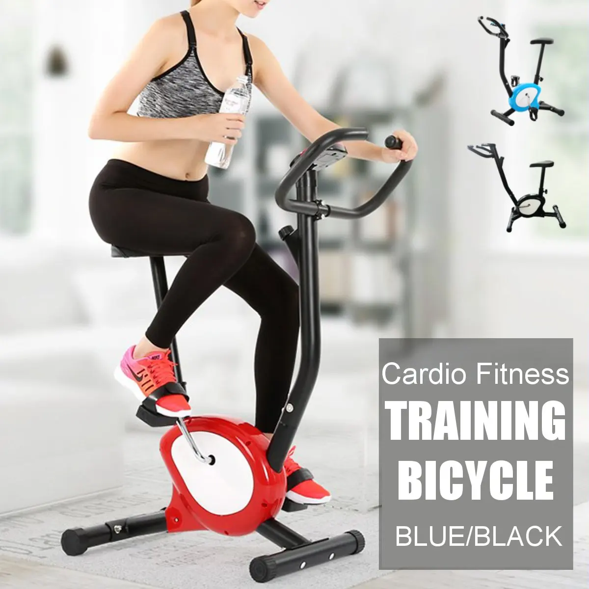 

Indoor Cycling Bike Cardio Fitness Training Bicycle Tools Home Gym Trainer Fitness Equipment LED Display Exerciser Blue Black