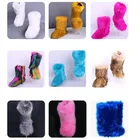 Сапоги женские зимние из искусственного лисьего меха, на платформе, теплые, плюшевая хлопковая обувь, EU34-44