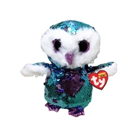 ty flippables big eyes 6 15 cm reversible sequin blue owl sparkling plush toy collection animal doll lovely boys and girls gift