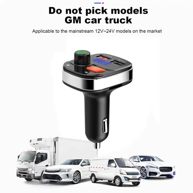 

Black Dual USB Car Charger U Disk Lossless Music Stereo Bluetooth 5.0 Kit Sound Car FM transmitter X0J9