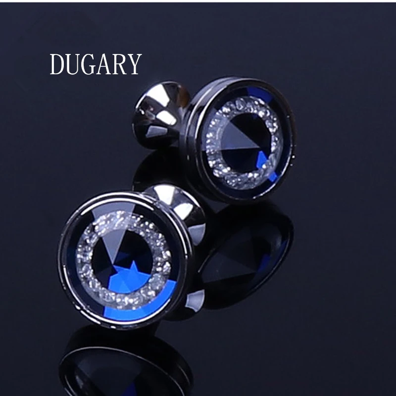 

Двойные ювелирные изделия, французская рубашка, модные запонки для мужчин, Синие запонки с кристаллами, оптовая продажа, высококачественны...