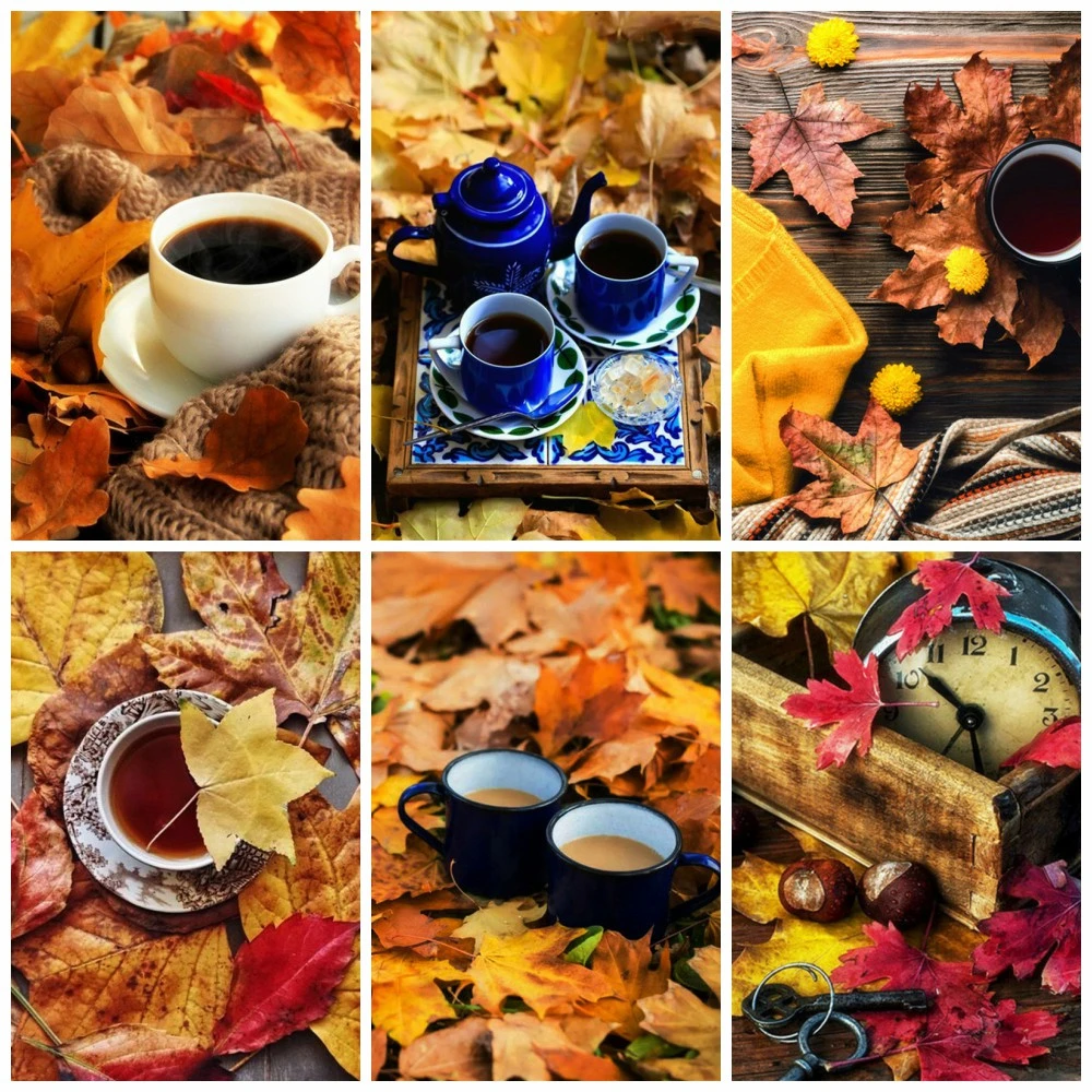 

HUACAN полная дрель Алмазная картина Кленовая чашка с листом кофейное ремесло набор алмазная живопись пейзаж Искусство Стразы осеннее украше...