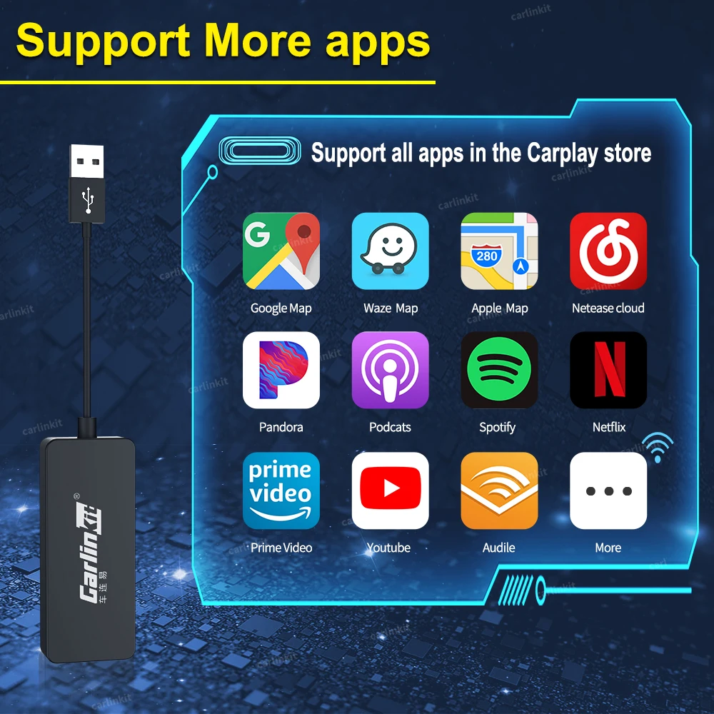 CarlinKit 2021 проводной Apple Carplay Dongle Android авто для установки системы Airplay Mirror