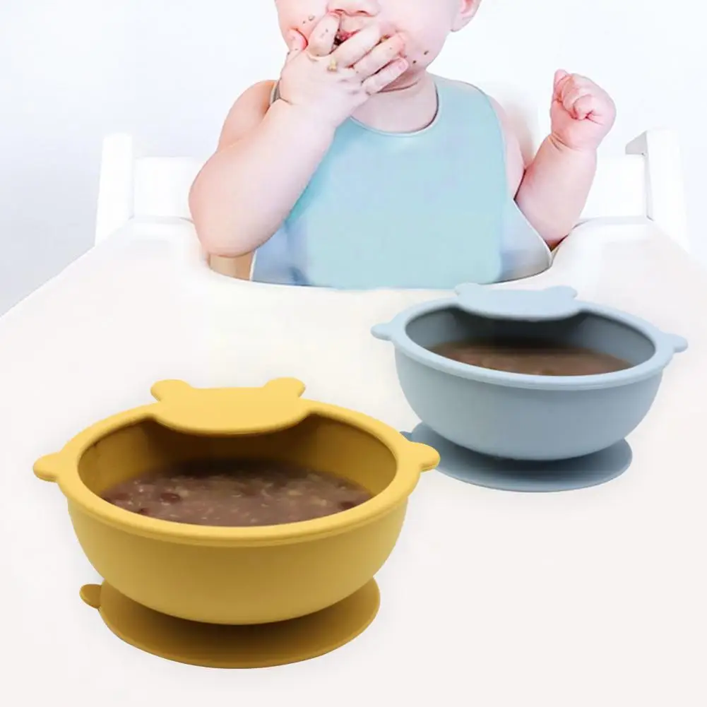 

Children's Tableware Silicone Cookware Food Container Free Training Feeding Newborn Bowl BPA Plates Spoon Accessories B2K1