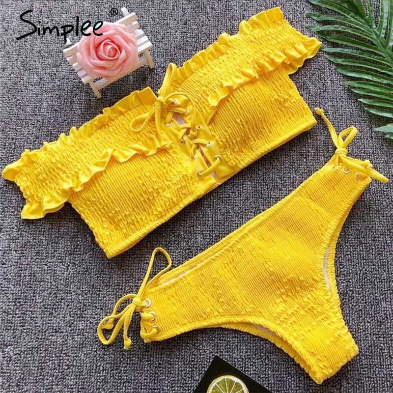 Женский купальник Simplee с открытыми плечами привлекательный белый купальный