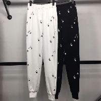 

2021 Spring Autumn New Classic Hand Lettering Print Pattern Fashion Design Versatile Elastic High Waist Loose Casual Pants F1