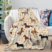horse animation blanket sofa bedliving roomwarm winter comfort flannel plush blanketchildren%e2%80%99s gift ranch farm