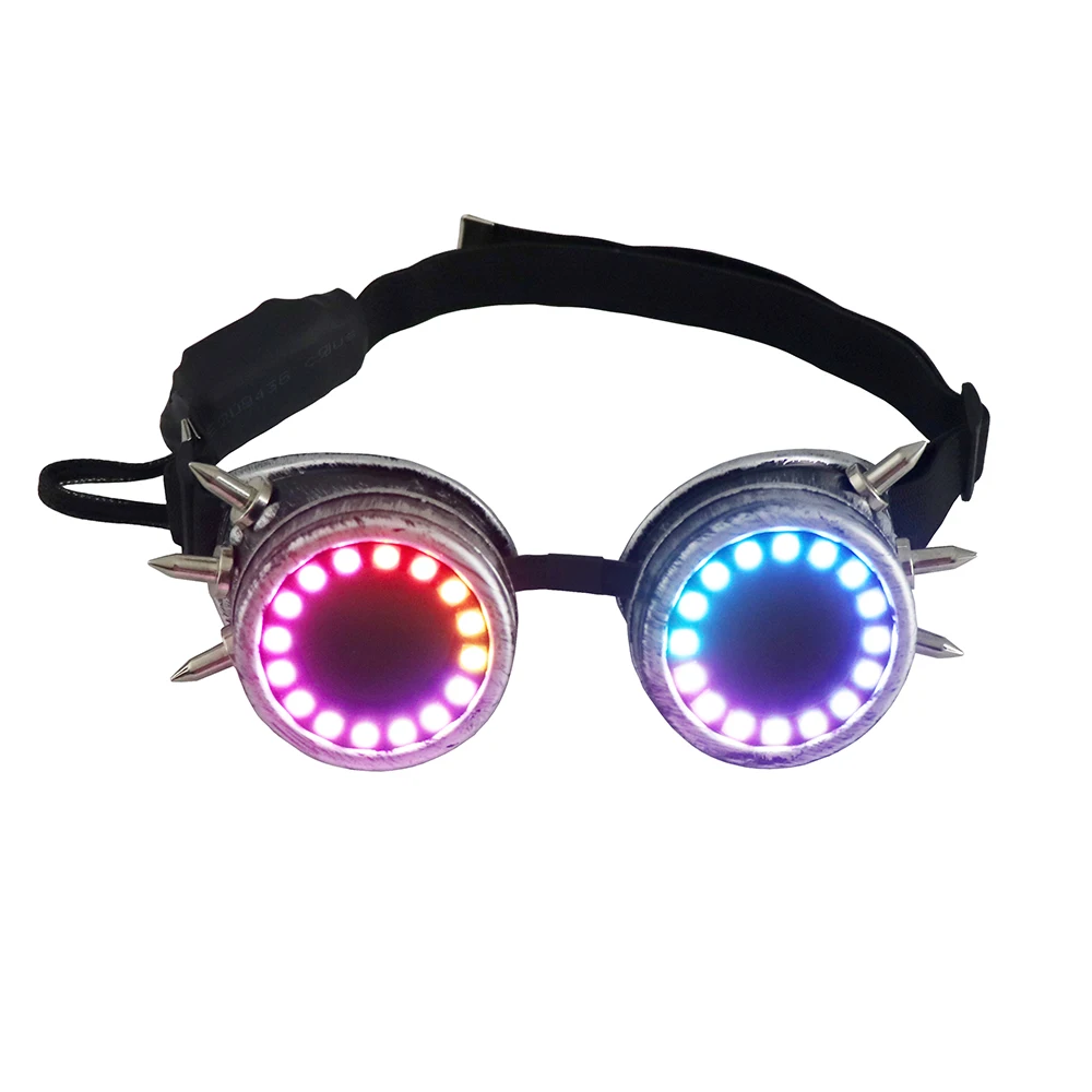 

2022 Pixel LED Glasses Rechargeable Rivet Glasses Kaleidoscope Lenses 366 Modes Colorful Lights Glowing Goggles