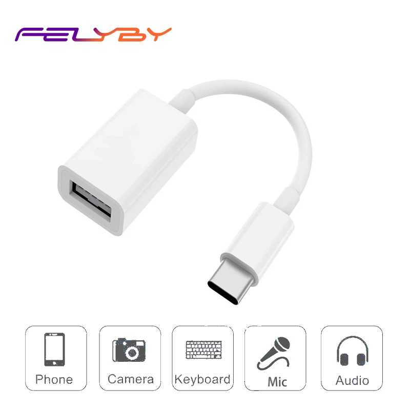 FLYBY USB OTG адаптер совместим с устройствами iOS/Android фортепианный микрофон аудио