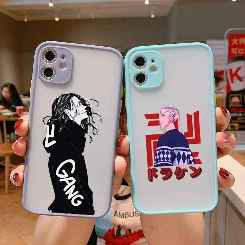 

Tokyo revengers Phone Case For iPhone 13 12 11 Mini Pro XR XS Max 7 8 Plus X Matte transparent Gray Back Cover