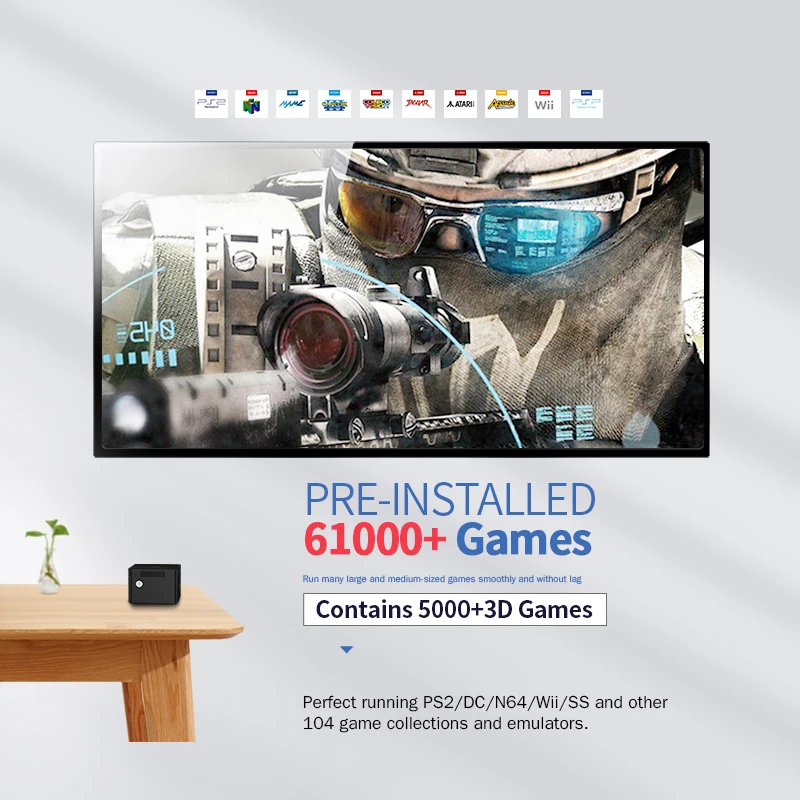Ретро игровая консоль Chuwi Larkbox супер X Mini PC Box WIN11 для PS2/SS/WII/PSP/N64/DC Intel J4125 с 61000 +