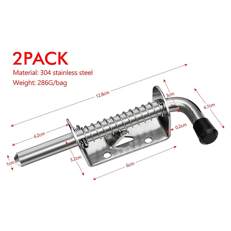 2Pcs Garage Door Lock Latch Spring Latch Stainless steel Spring Bolts Latches Security Barrel Bolt Latch Cabinet Hinges Hardware images - 6