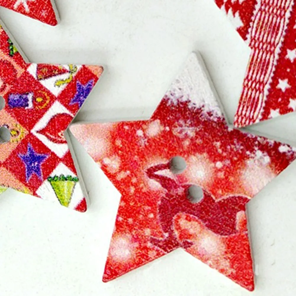 100 шт./пакет Рождественский пятиконечная звезда Кнопка микс Рождественская