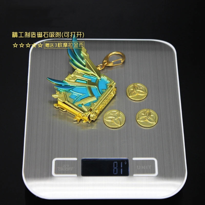 

Game Genshin Impact Skyward Atlas Cosplay Props Lisa Barbara Ningguang Mona Sucrose Magic Book Metal Keychain KeyRing +Mora Coin