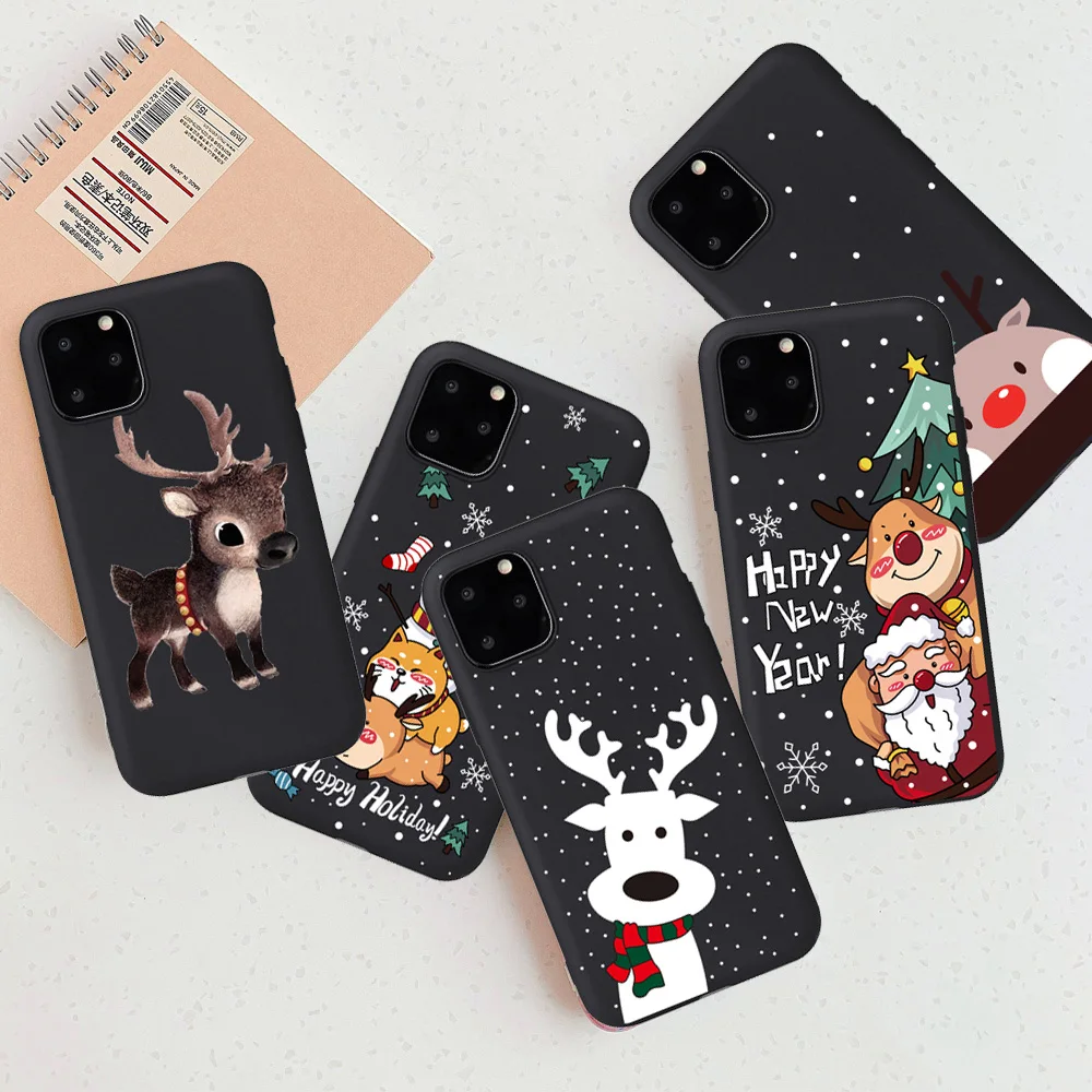 Рождественский новогодний черный чехол для телефона iPhone 12 6s 7 8 Plus X 5s SE 2020 мягкий