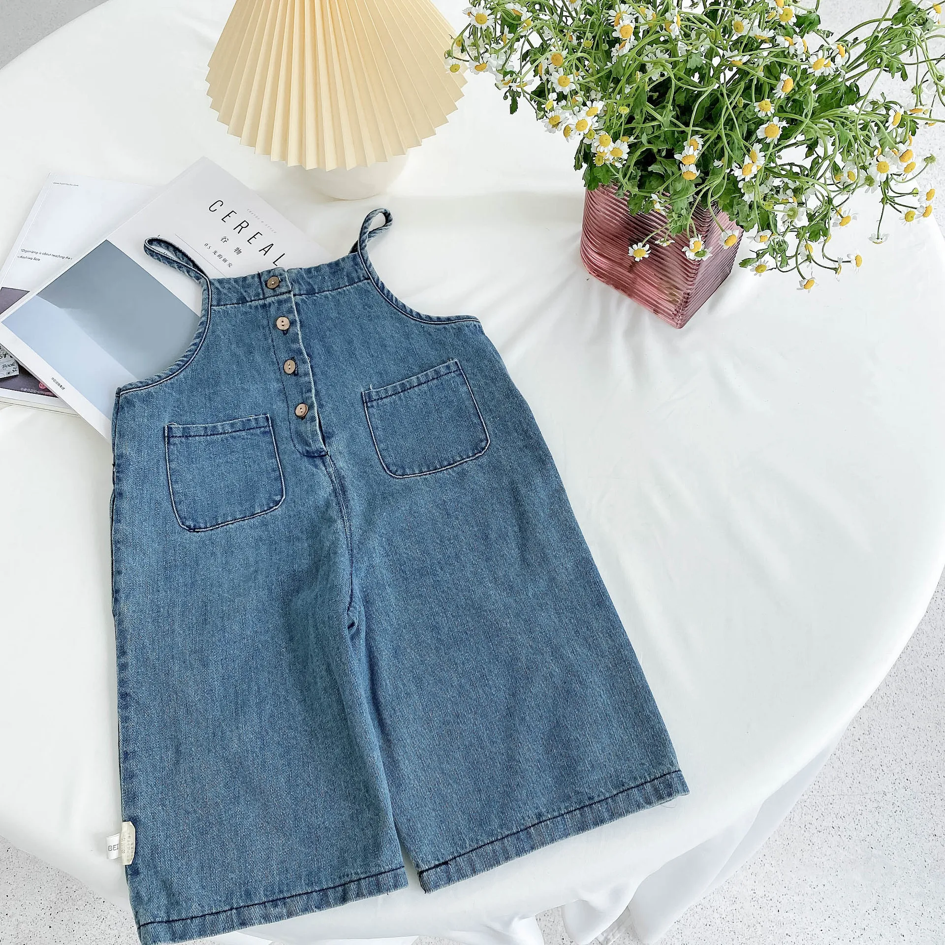 

WLG Boys Girls Overall Kids Clothes Spring Fall Denim Blue Loose Overalls Baby Casual All Match Clothes