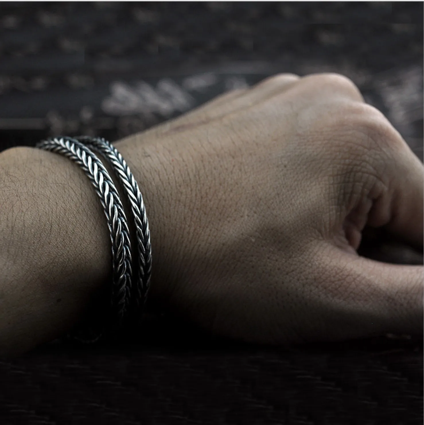 

King Baby Retro Style Sterling Silver S925 Hemp Rope Bracelet for Men