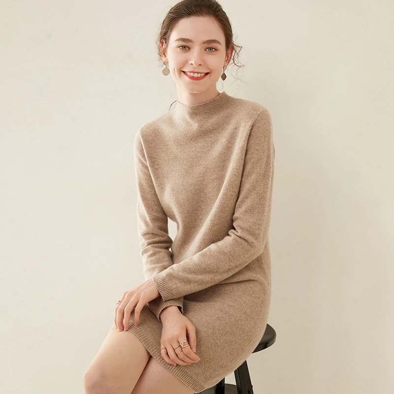 Осенне-зимнее Новое модное кашемировое платье женская нижняя рубашка | Женская