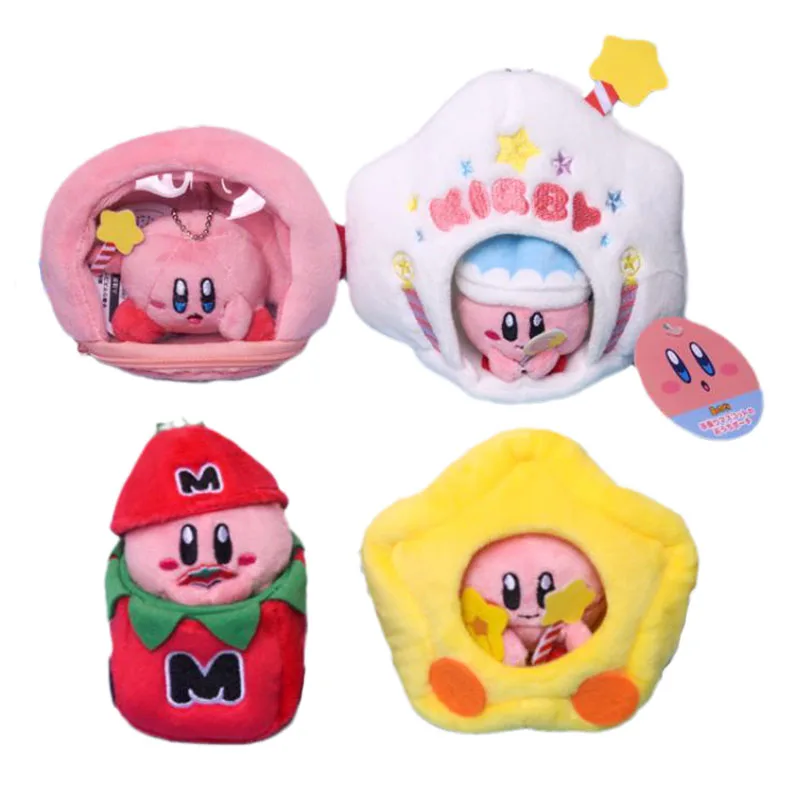 

10Cm Kawaii Kirby Plus Cartoon Scene Set Star Kirby Plushie Sundries Storage Bag Cute Anime Plush Toys For Girls Birthday Gift