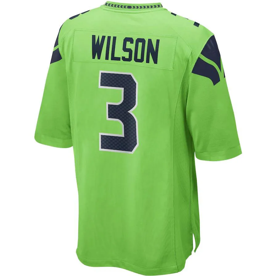 

embroidery American Jersey Russell Wilson Men Women Kid Youth Green Seattle Football Jersey
