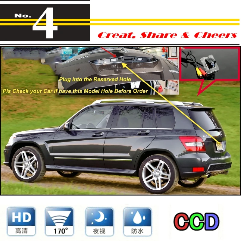 Камера заднего вида для Mercedes Benz GLK MB X204 запасное отверстие камера PAL / NTSC | CCD + RCA|camera