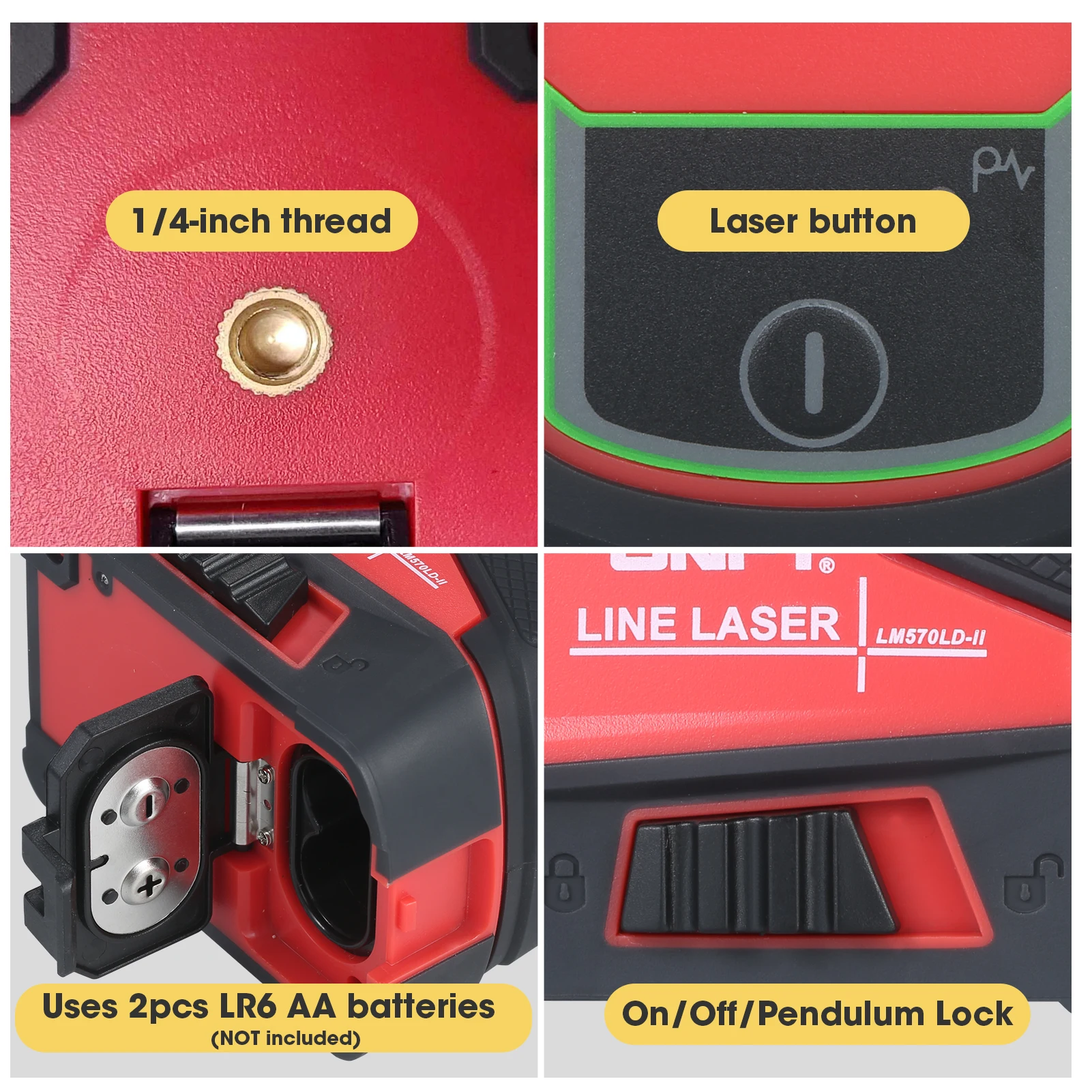 

UNI-T 2 Line Laser Level Meter Self-Leveling 2 Green Beams Horizontal and Vertical Cross Lines Laser Level with Magnetic Mount