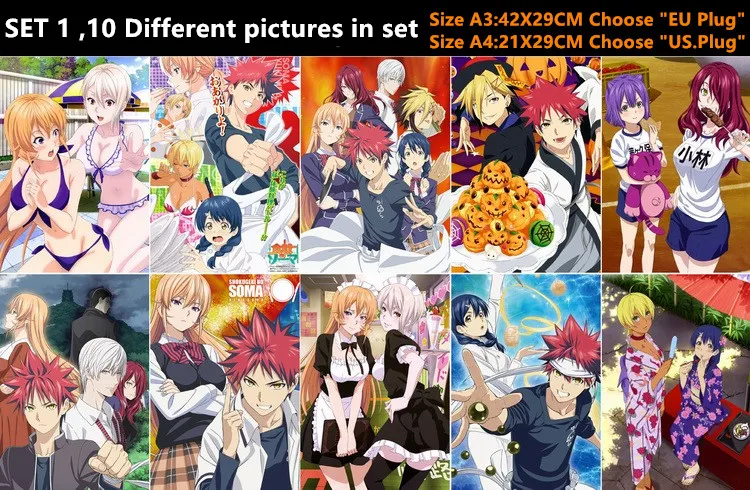 10 шт./лот аниме Shokugeki no Souma постер открытка наклейка еда войны игрушка Erina Megumi Alice