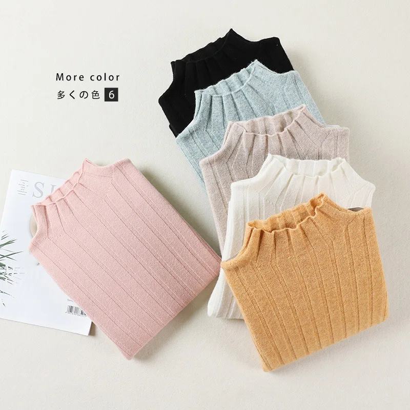 Женская приталенная рубашка из 100% чистой шерсти осенне-зимний Однотонный свитер