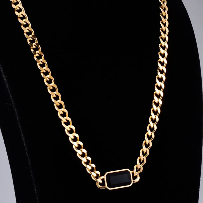 

316L Stainless Steel New Fashion Upscale Jewelry Minimalism Zircon Charms Thick Chain Choker Necklaces Pendants For Women