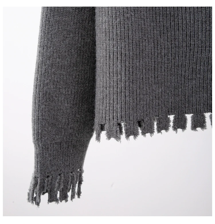 

SONDR New Fashhion V-Neck Full Sleeve Simple Short Knitted Pullover Sweater Top With Tassel 2020 Autumn And Winter