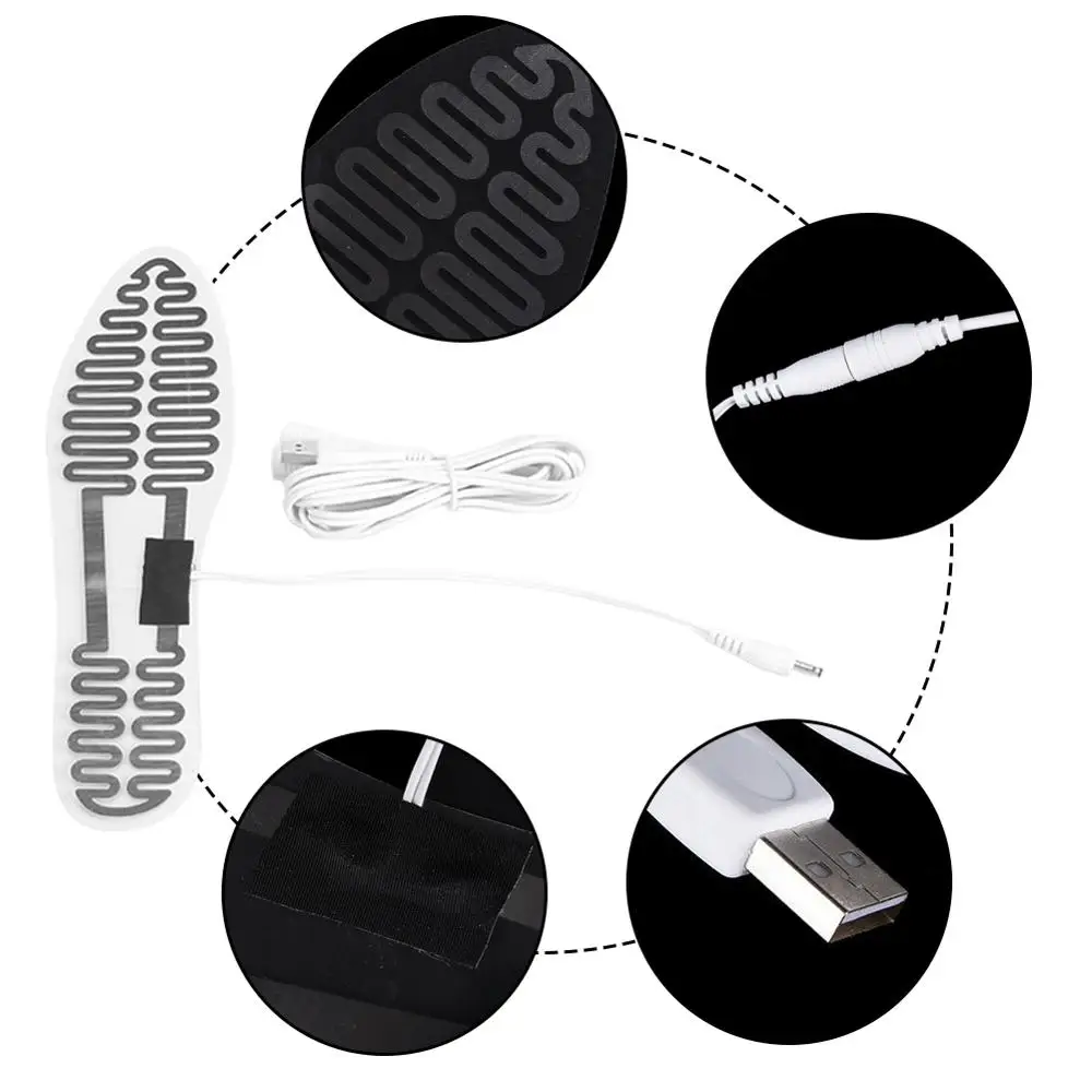 Электрические стельки с подогревом водонепроницаемые длина 23 см 5 В 2 а USB | Спорт и