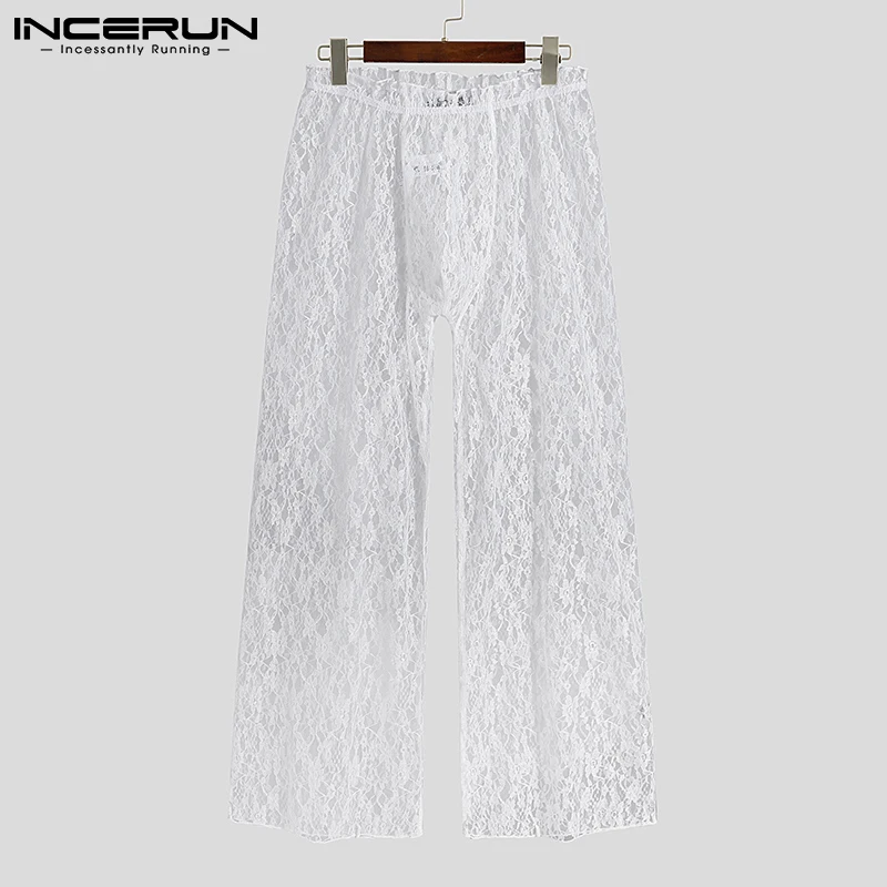

INCERUN Men American Style Lace Sexy Leisure Trousers Stylish Breathable Mesh Comfortable Loungewear Casual Streetwear Pantalons