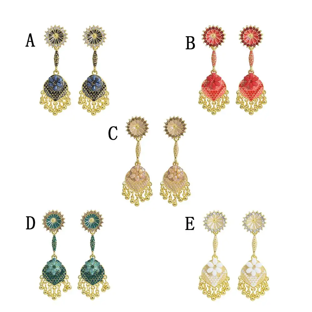 2020 New Fashion Trendy Earrings Female all-match out For Women Colorful flowerswith Bells Rhinestones | Украшения и аксессуары
