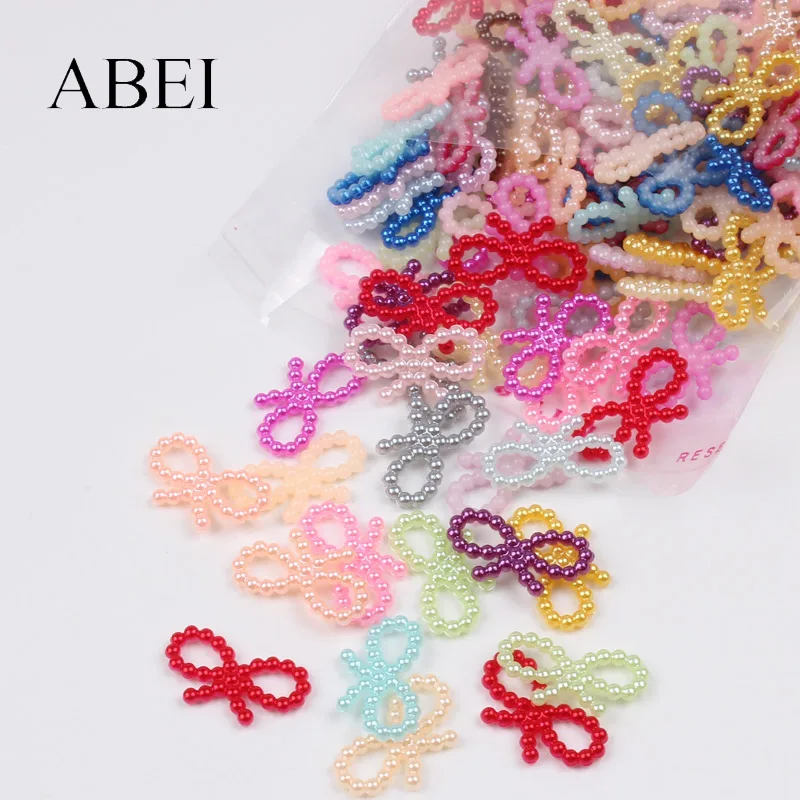 Бусины из АБС пластика с бусинами на бантиком 200 шт.|Бусины для одежды| |
