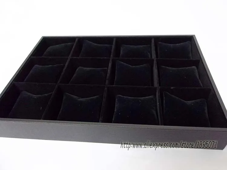 

High Quality 35*24*5cm 12 Cells Bracelet Display Tray Watch Showing Box Ankle Holder Jewelry Case with 12 Velvet Pillows