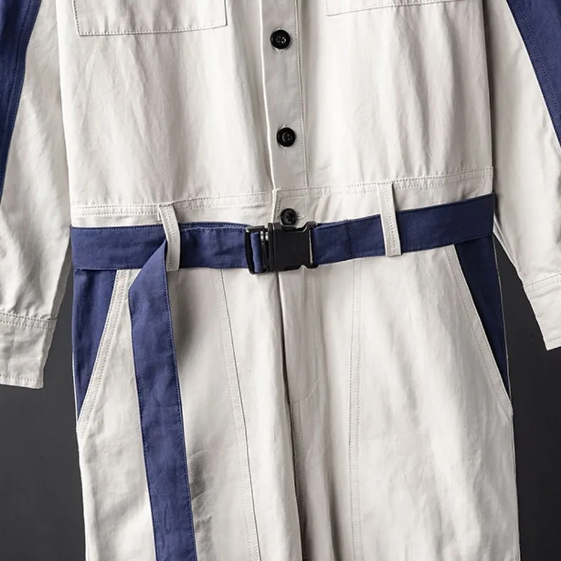 Модный мужской цельный комбинезон с длинным рукавом брюки-карго винтажные