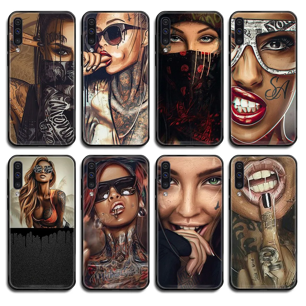 Сексуальный классный черный чехол для телефона с татуировками Samsung Galaxy A C Note 3 4 5 6 7